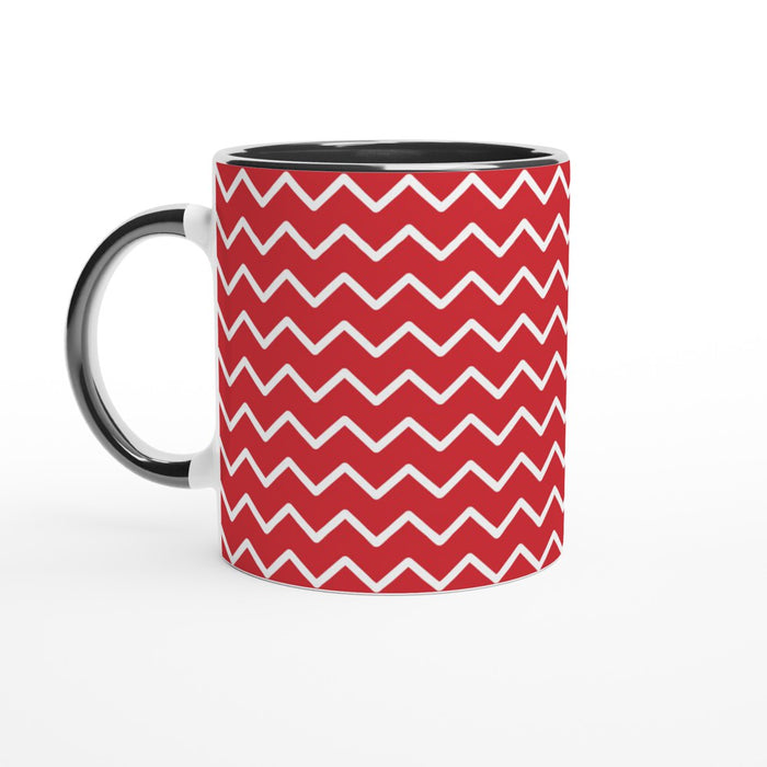 Tasse mit Zickzackmuster - rot/weiß, verschiedene Farben