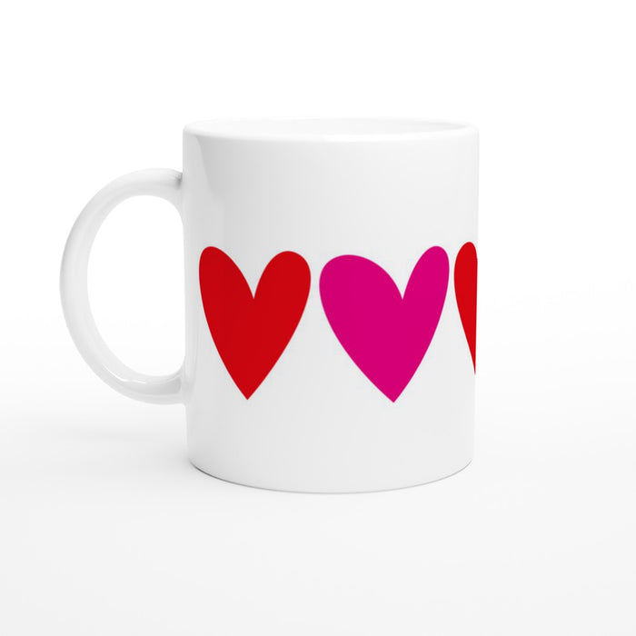 Tasse mit großen Herzen - pink/rot