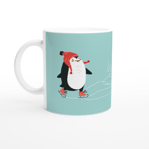 Tasse Winterliebe - süßer Pinguin mit Wollmütze läuft Schlittschuh — Becher  und Tassen Shop