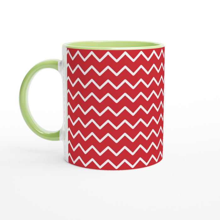 Tasse mit Zickzackmuster - rot/weiß, verschiedene Farben