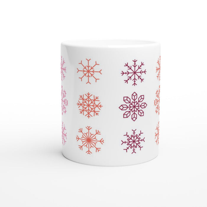 Tasse mit verschiedenen Schneeflocken - rosa/rot
