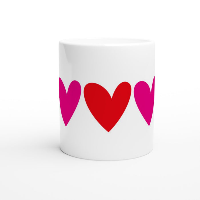 Tasse mit großen Herzen - pink/rot