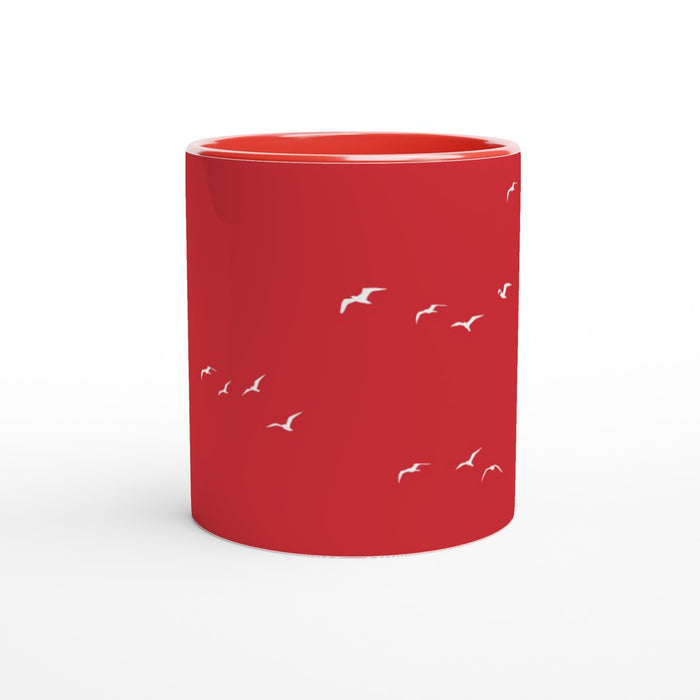 Tasse mit Vögeln - rot/weiß, verschiedene Farben