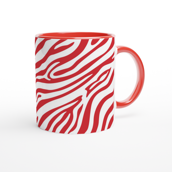 Tasse mit Zebramuster - rot/weiß, verschiedene Farben
