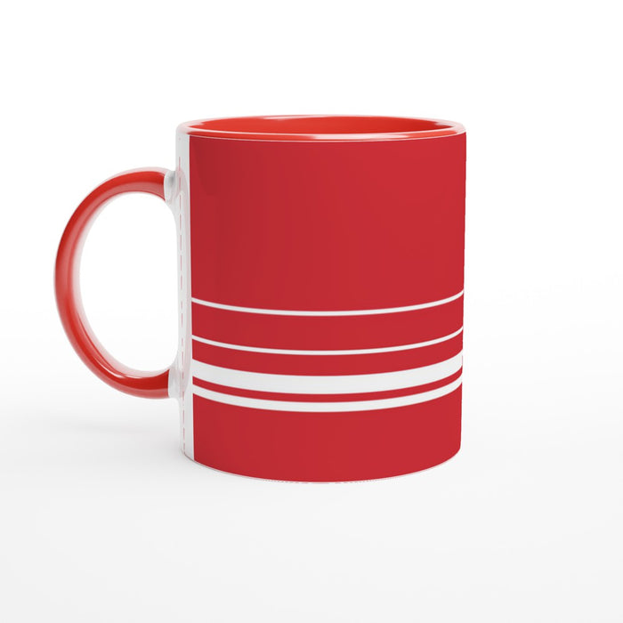 Tasse mit Streifen - rot/weiß, verschiedene Farben