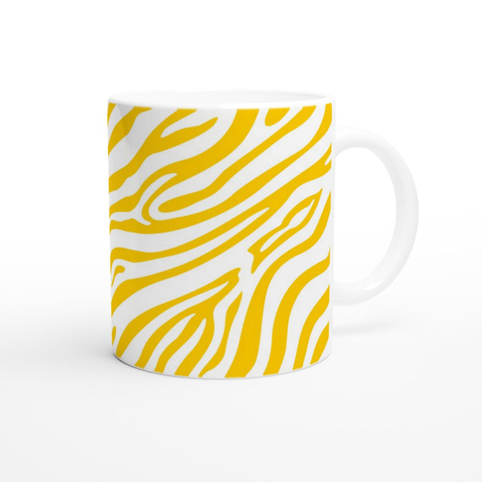 Tasse mit Zebramuster - sonnengelb/weiß
