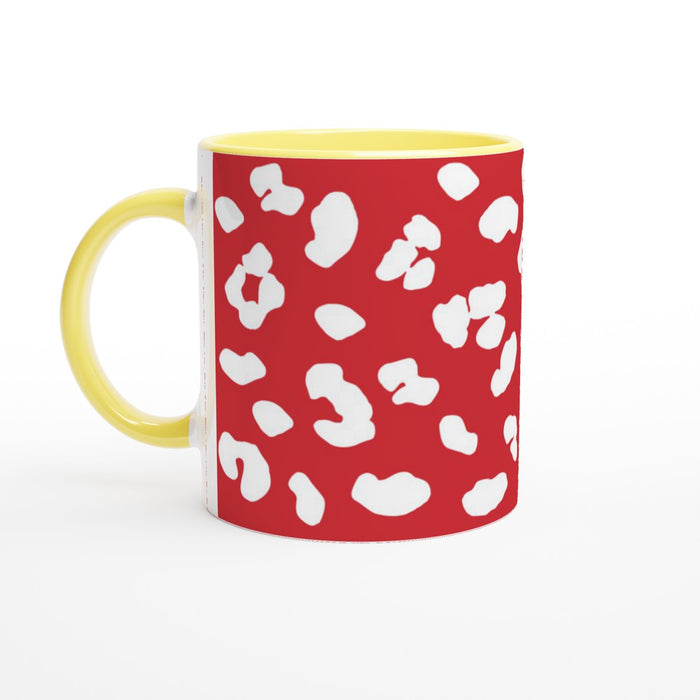 Tasse mit Leopardenmuster - rot/weiß, verschiedene Farben