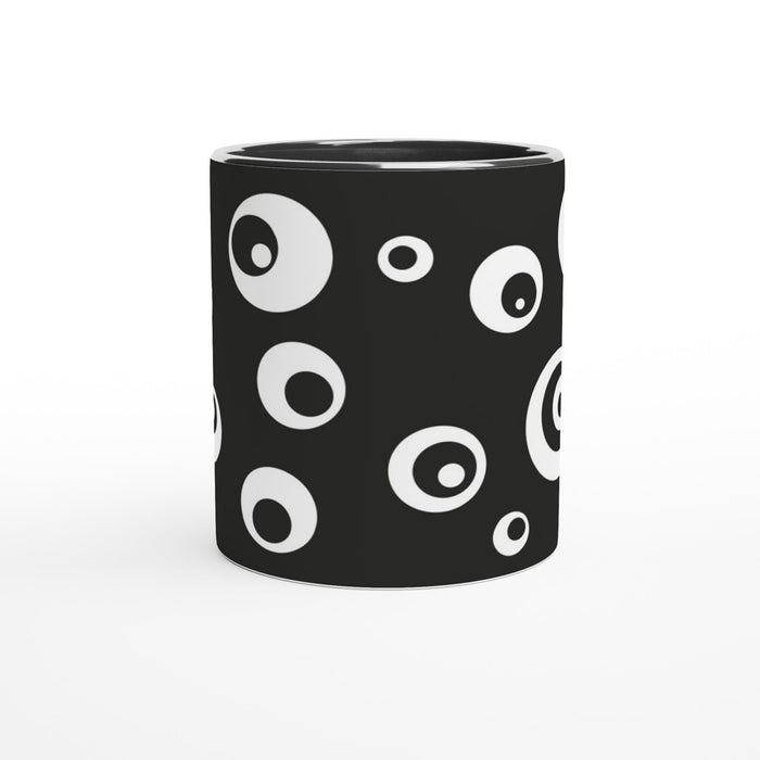 Tasse mit Kreisen - schwarz/weiß, verschiedene Farben