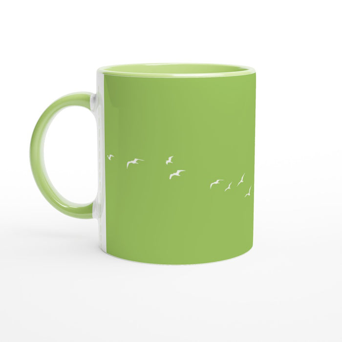 Tasse mit Vögeln - grün/weiß, verschiedene Farben