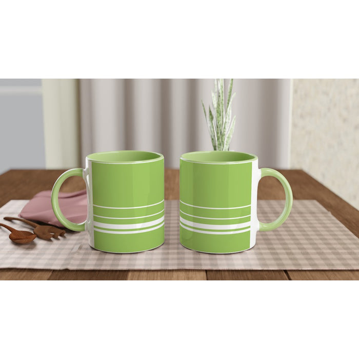 Tasse mit Streifen - grün/weiß, verschiedene Farben