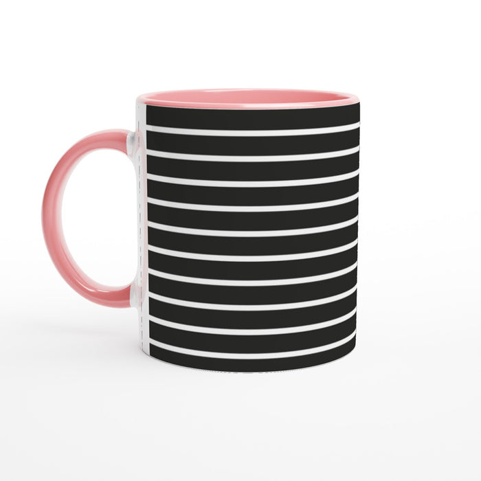 Tasse gestreift - schwarz/weiß, verschiedene Farben