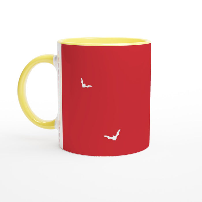 Tasse mit Fledermäusen - rot/weiß, verschiedene Farben