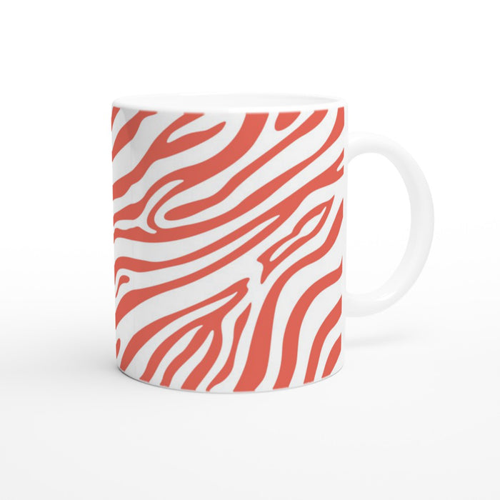 Tasse mit Zebramuster - coralle/weiß