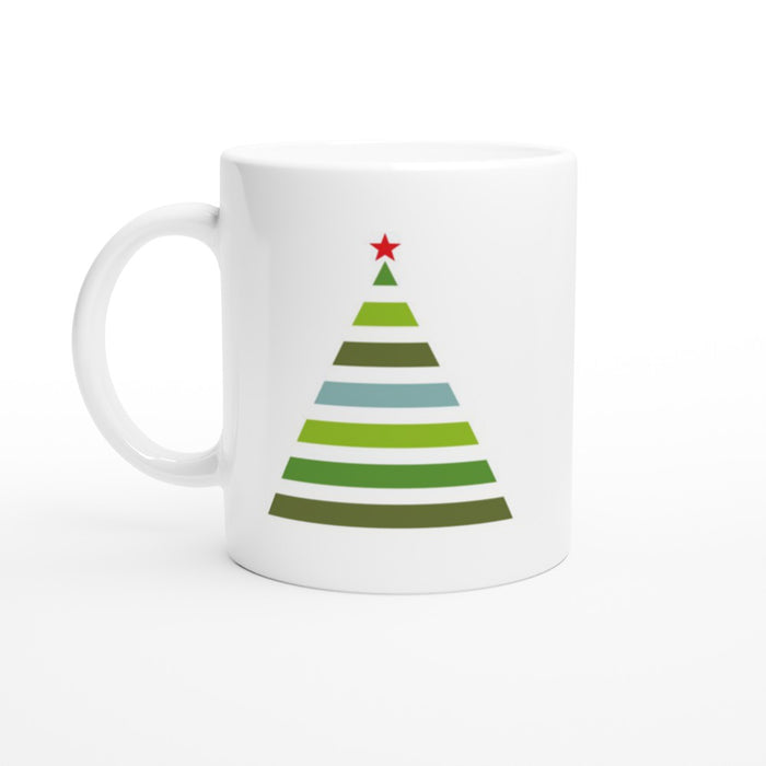 Tasse mit Tannenbaum aus grünen Streifen mit rotem Stern