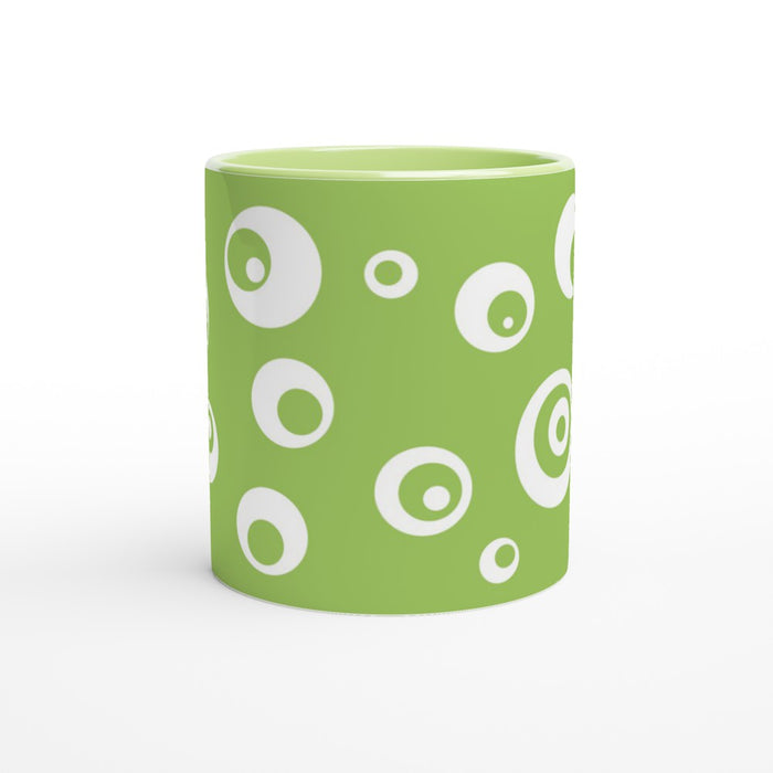 Tasse mit Kreisen - grün/weiß, verschiedene Farben