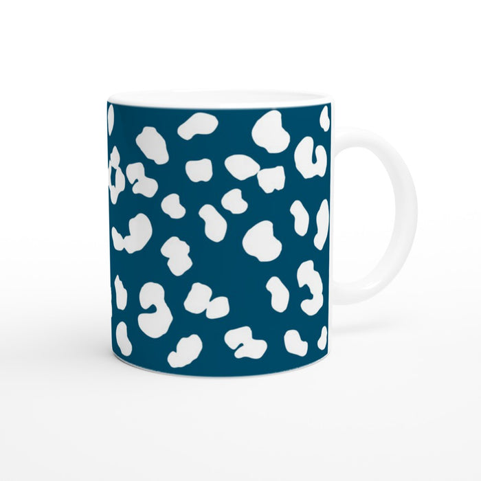 Tasse mit Leopardenmuster - ozeanblau/weiß
