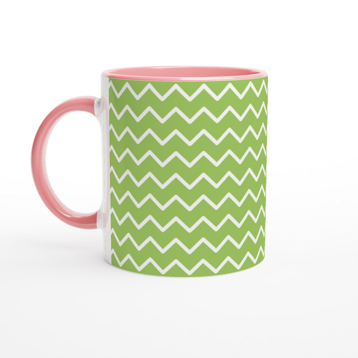 Tasse mit Zickzackmuster - grün/weiß, verschiedene Farben