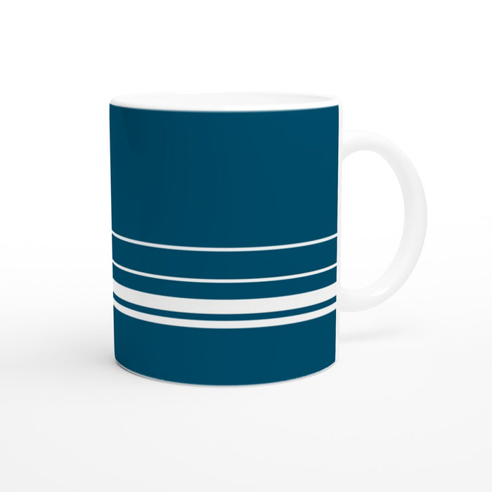 Tasse mit Streifen - ozeanblau/weiß