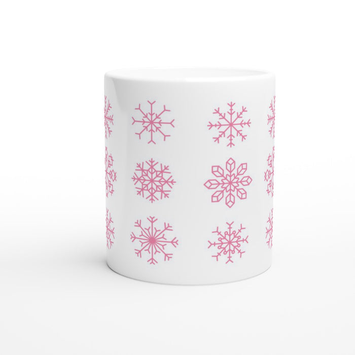 Tasse mit verschiedenen Schneeflocken - rose