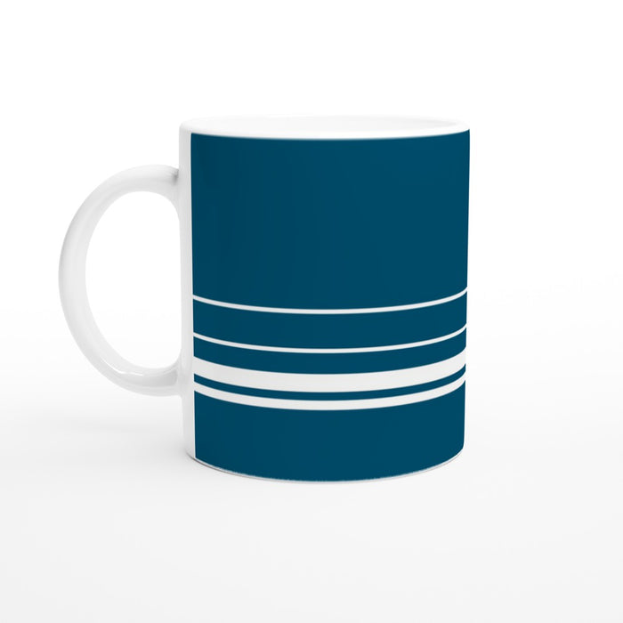 Tasse mit Streifen - ozeanblau/weiß