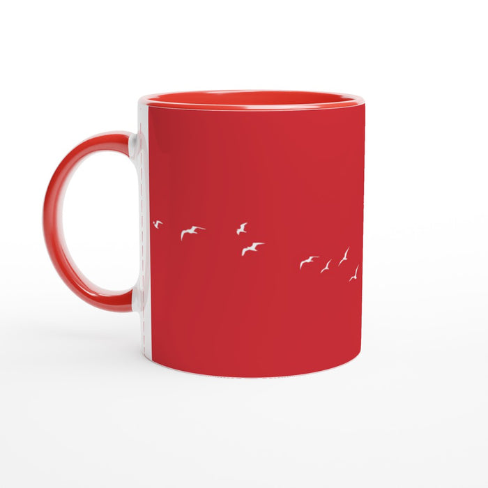 Tasse mit Vögeln - rot/weiß, verschiedene Farben