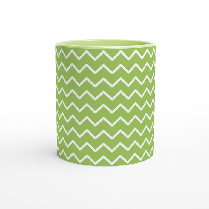 Tasse mit Zickzackmuster - grün/weiß, verschiedene Farben