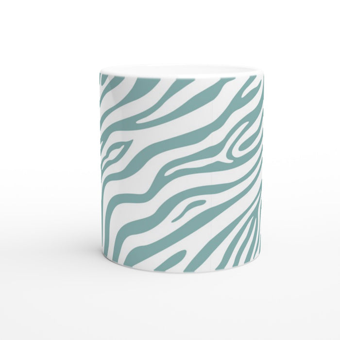 Tasse mit Zebramuster - eukalyptus/weiß