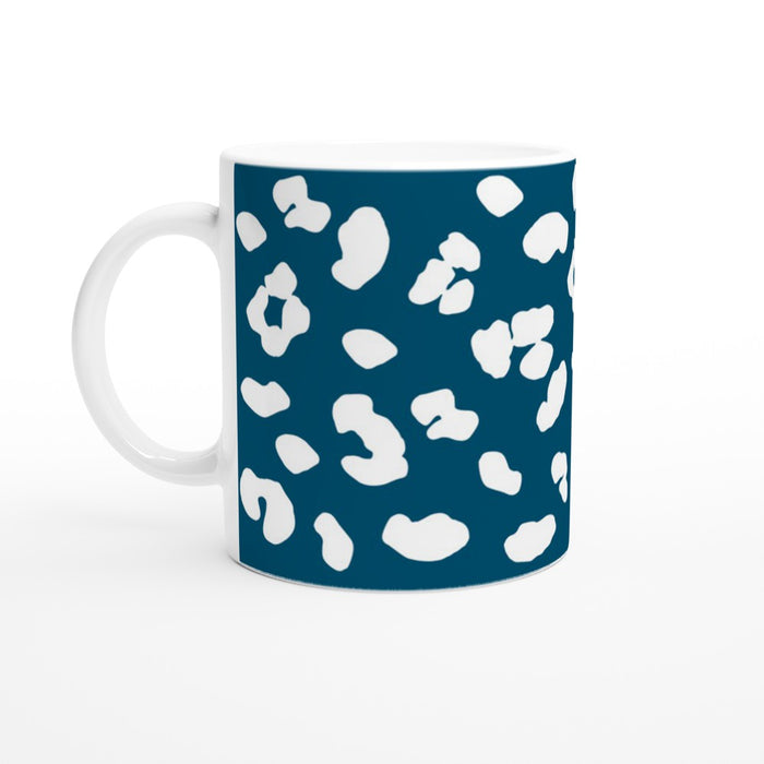 Tasse mit Leopardenmuster - ozeanblau/weiß