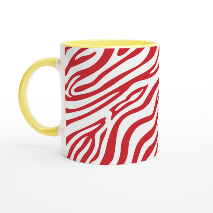 Tasse mit Zebramuster - rot/weiß, verschiedene Farben