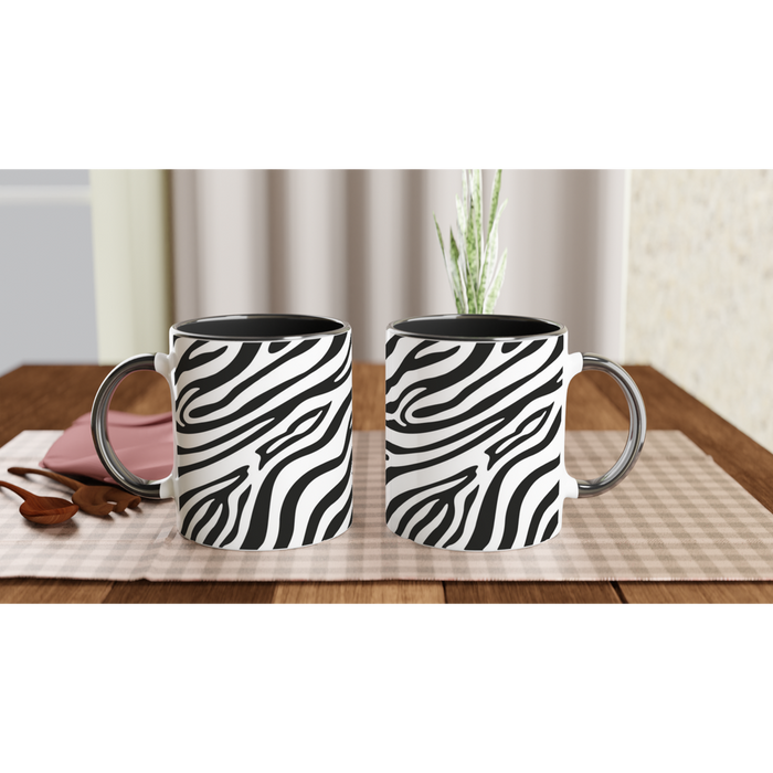 Tasse mit Zebramuster - schwarz/weiß, verschiedene Farben