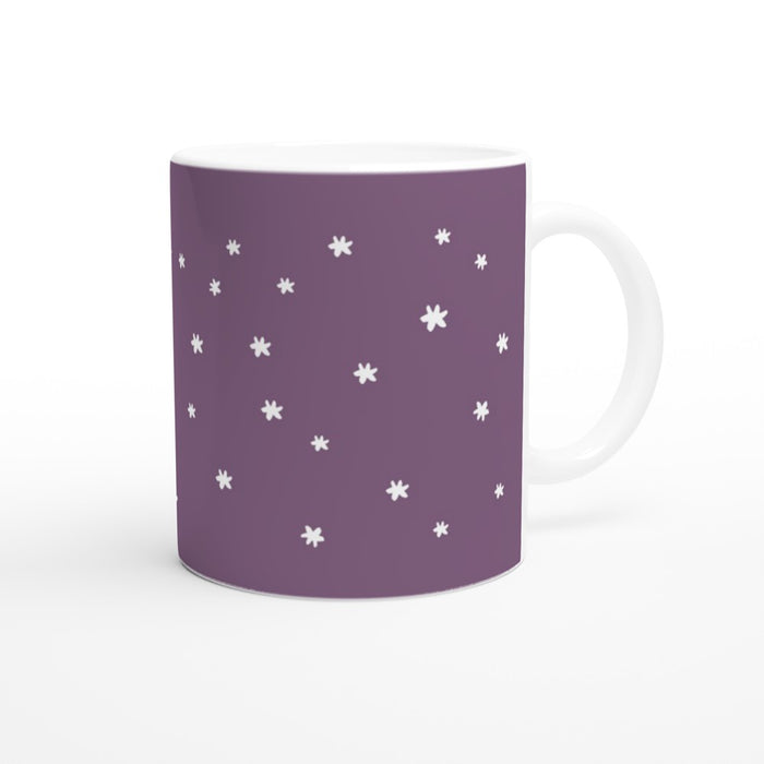 Tasse mit Sternenhimmel - pflaume/weiß