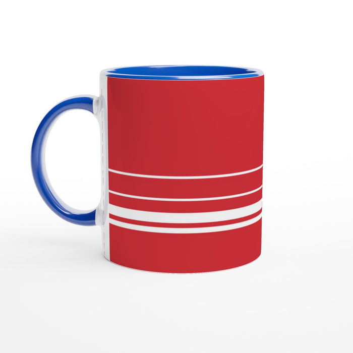 Tasse mit Streifen - rot/weiß, verschiedene Farben