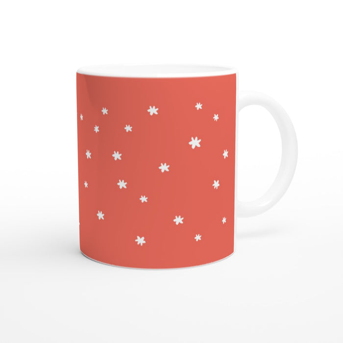 Tasse mit Sternenhimmel - coralle/weiß