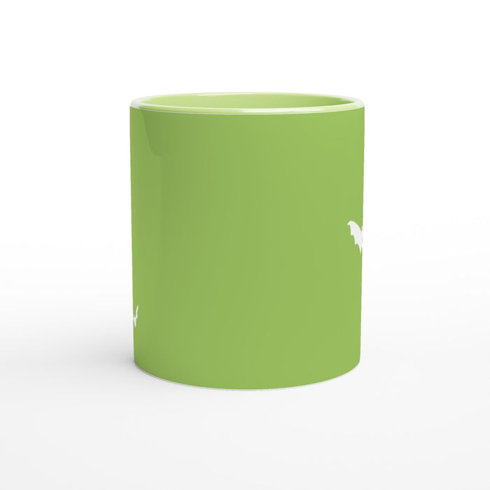 Tasse mit Fledermäusen - grün/weiß, verschiedene Farben