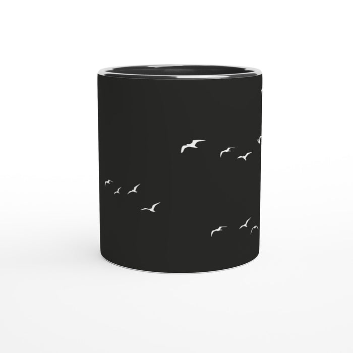 Tasse mit Vögeln - schwarz/weiß, verschiedene Farben