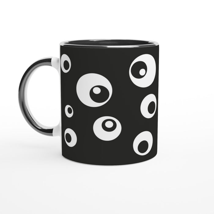 Tasse mit Kreisen - schwarz/weiß, verschiedene Farben