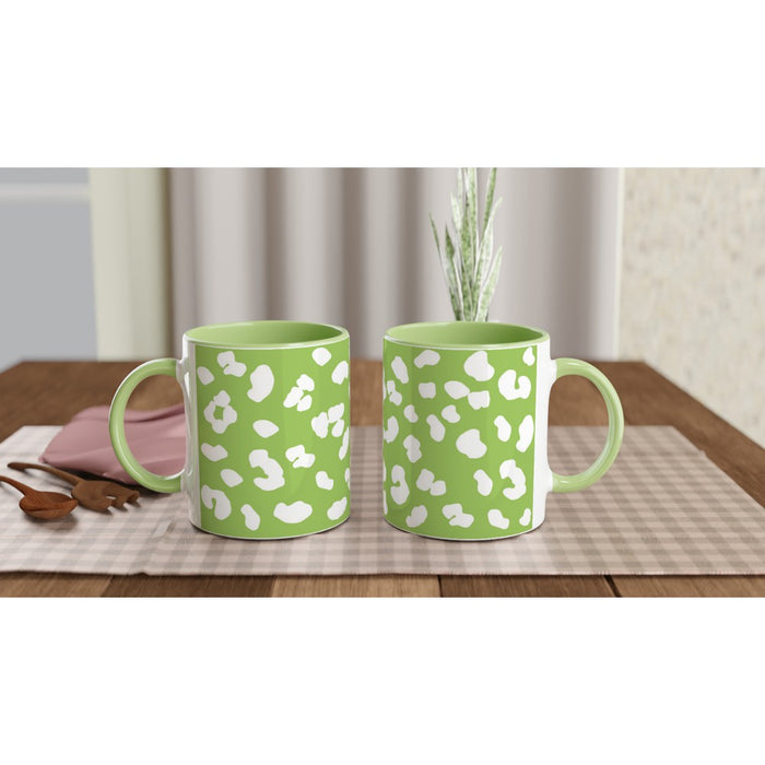 Tasse mit Leopardenmuster - grün/weiß, verschiedene Farben