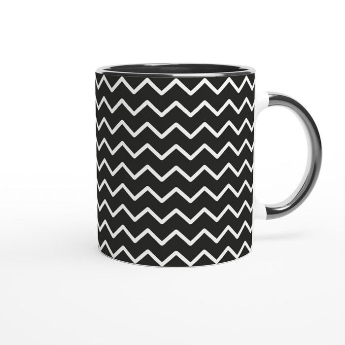 Tasse mit Zickzackmuster - schwarz/weiß, verschiedene Farben