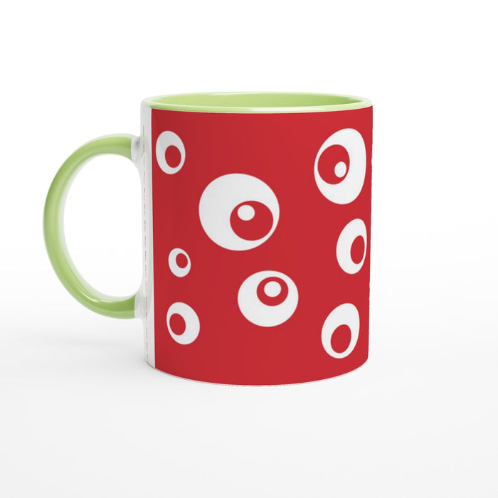Tasse mit Kreisen - rot/weiß, verschiedene Farben
