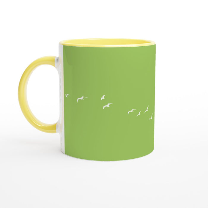 Tasse mit Vögeln - grün/weiß, verschiedene Farben