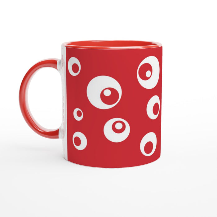 Tasse mit Kreisen - rot/weiß, verschiedene Farben